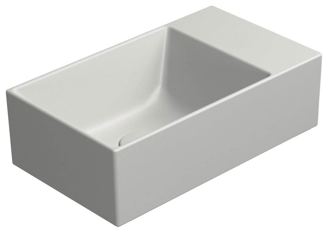 Gsi kube x keramické umývátko 40x23cm, broušená spodní hrana, bez otvoru, pravé/levé, cenere mat