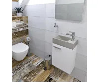 SAPHO CREST R betonové umývátko, nástěnné, včetně výpusti, 40x22cm, bílý pískovec (5)