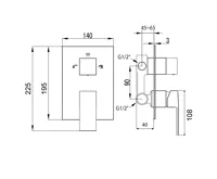 SAPHO LATUS podomítková sprchová baterie, 3 výstupy, chrom (2)