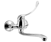 AQUALINE AQUALINE 35 nástěnná baterie, rozteč 100mm, lékařská páka, ramínko ploché zvýšené, 220mm, chrom