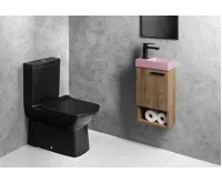 SAPHO PICCOLINO betonové umývátko 30,8x17cm, baterie vlevo, růžová mat (3)