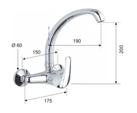 AQUALINE KASIOPEA nástěnná baterie s vysokým ramínkem, chrom (2)