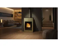 HS Flamingo Krbová kamna AQUAFLAM VARIO ® SAPORO 11kW olivová (teplovzdušná verze) (15)