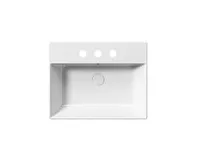 GSI KUBE X keramické umyvadlo 60x47cm, broušená spodní hrana, 3 otvory, bílá ExtraGlaze (1)