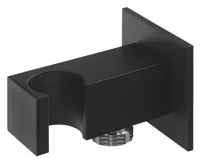 SAPHO Držák sprchy hranatý, pevný, s vyústěním, černá mat (3)