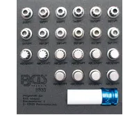 BGS Sada zástrčných hlavic pro bezpečnostní šrouby ráfků pro VAG, 23 dílná BGS Sada zástrčných hlavic pro bezpečnostní šrouby ráfků pro VAG, 23 dílná