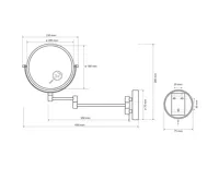 SAPHO X-ROUND BLACK kosmetické zrcátko závěsné, Ø 200mm, oboustranné, černá mat (2)