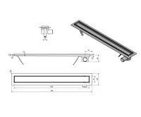 AQUALINE PAVINO nerezový podlahový žlab s roštem pro dlažbu, L-760, DN50 (7)