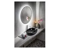 SAPHO SHARON kulaté zrcadlo s LED podsvícením ø 80cm, černá mat (1)