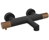 SAPHO SOLARIS nástěnná vanová termostatická baterie, černá/měď mat