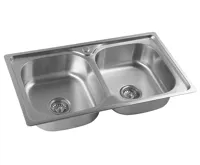 AQUALINE Nerezový vestavný dřez, dvojitý 81x18x46cm (3)