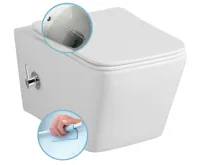 SAPHO PORTO CLEANWASH závěsná WC mísa Rimless, integrovaná baterie a bidet. sprška, 36x52cm, bílá