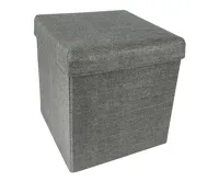 HomeLife Skládací taburet s úložným prostorem 37 x 37 cm antracit