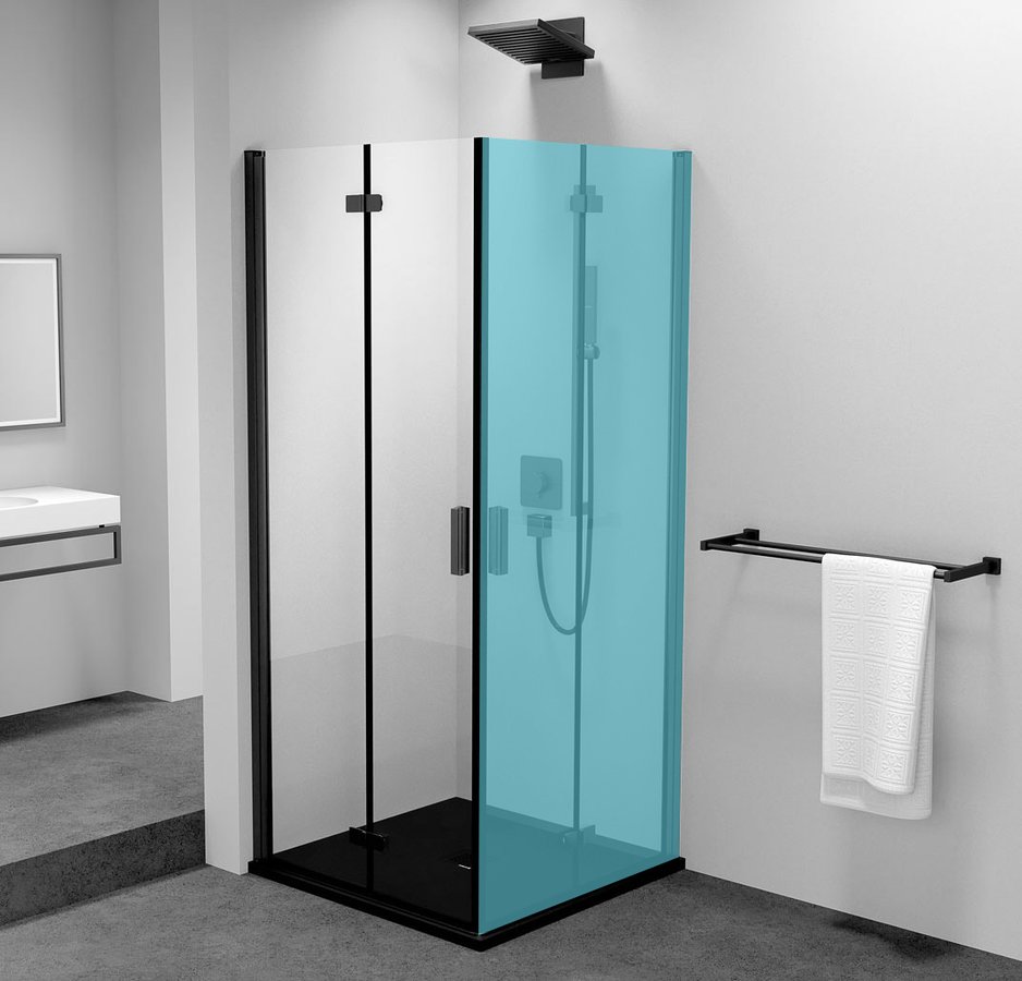 POLYSAN ZOOM BLACK sprchové dveře skládací 900mm, čiré sklo, levé