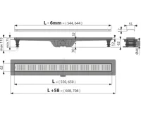 ALCAPLAST Sprchový liniový žlab plastový, s okrajem a perforovaným roštem, délka 550 mm APZ10-550M (1)