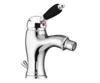 SAPHO KIRKÉ BLACK stojánková bidetová baterie s výpustí, černá páčka, chrom