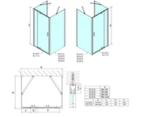 POLYSAN EASY třístěnný sprchový kout 900-1000x1000mm, pivot dveře, L/P varianta, čiré sklo (9)