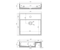 SAPHO QUADRADO betonové umyvadlo včetně výpusti, 46x46cm, černý granit (11)