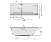 POLYSAN CLEO SLIM obdélníková vana 180x90x48cm, bílá (5)