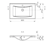 SAPHO LUCIOLA umyvadlo, litý mramor, 80x48cm, bílá (8)