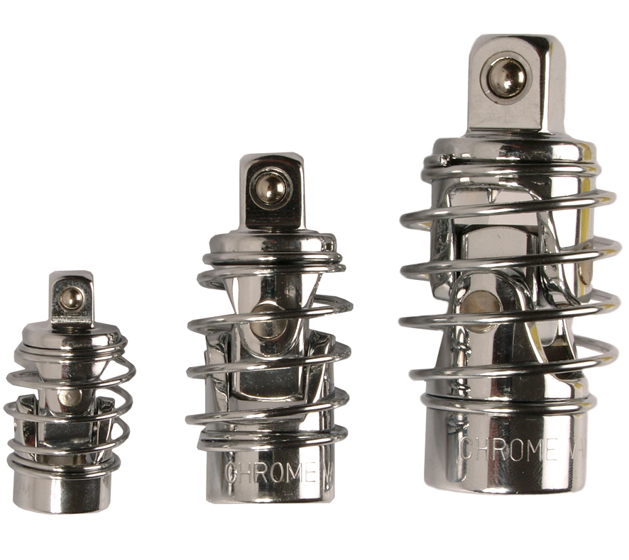 Bgs kardan ráčnový s pružinou 1/4", 3/8", 1/2", lesklý chrom, sada 3 díly