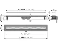 ALCAPLAST Podlahový žlab s okrajem pro perforovaný rošt APZ8-550M (1)