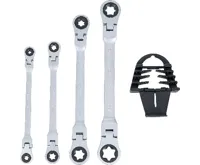 BGS Sada oboustranných ráčnových očkových klíčů, kloubové, s očkovými hlavami E-profil, E6– (4)