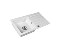 SAPHO Granitový vestavný dřez s odkapem, 78x44cm, bílá (1)