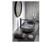 SAPHO PRIORI keramické umyvadlo na desku, 60x40 cm, černá s modrým vzorem (1)