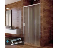 LIMA Sprchové deře, trojdílné, zasunovací, 100x190 cm, chrom ALU, sklo Point, žlab ke stěně vč. roštu (4)