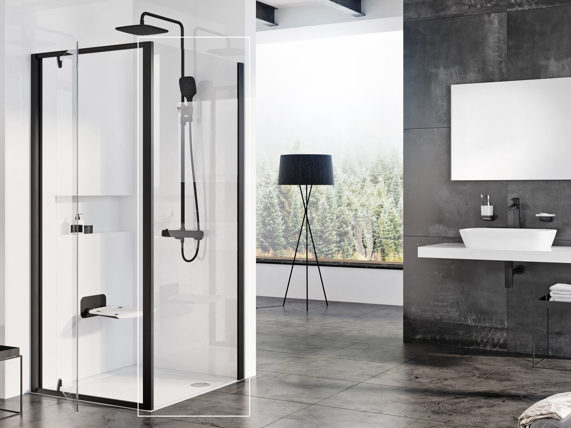 Ravak pevná stěna pivot pps-100 black+transparent