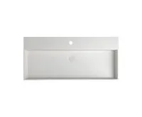 SAPHO QUADRADO betonové umyvadlo včetně výpusti, 96x44cm, bílý pískovec (1)