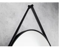 AQUALINE STAGO kulaté zrcadlo ø 60cm, kožený pásek, černá mat (7)