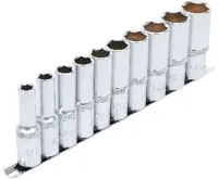 BGS Hlavice nástrčné 1/2"; 3/8"-15/16" prodloužené, na kolejnici,11 dílů (1)