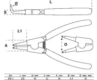 BGS Kleště s kroužkem šikmo, pro venkovní kroužky 225 mm (1)