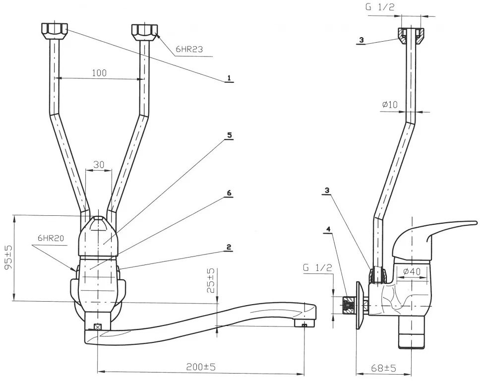 Dražice Beztlaková nástěnná páková baterie pro beztlakové ohřívače vody BE. 1845.AA1 (1)