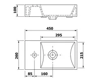 SAPHO MINOS keramické umývátko, 45x26cm, baterie vlevo, bílá (7)