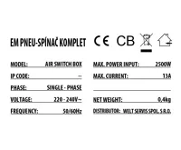 Externí pneumatický spínač komplet - el. krabice, hadička, tlačítko kulaté  Matný nerez (9)