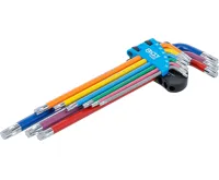 BGS Sada zahnutých klíčů, vícebarevné, extra dlouhé, T-profil (pro Torx) T10 - T50, 9dílná