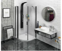 POLYSAN ZOOM BLACK čtvrtkruhová sprchová zástěna 900x900mm, čiré sklo, levá (3)