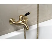 SAPHO KIRKÉ BLACK nástěnná vanová baterie, černá páčka, bronz (5)