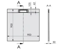POLYSAN KAZUKO sprchová vanička z litého mramoru, čtverec 90x90cm, bílá (7)