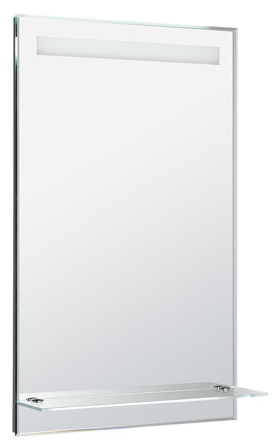 AQUALINE Zrcadlo s LED osvětlením a policí 50x80cm, kolébkový vypínač