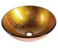 SAPHO AGO skleněné umyvadlo na desku Ø 42cm, zlatá/oranžová