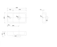 AQUALINE Keramické umývátko, nábytkové, 40x22cm, bílá (7)