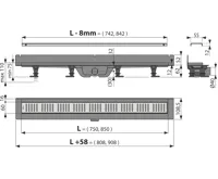 ALCAPLAST Sprchový liniový žlab plastový, s okrajem a pevným límcem ke stěně, pro perforovaný rošt, délka 850 mm APZ30-850M (1)