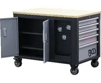 BGS Dílenský vozík, 2× 5 zásuvek, 1 skříňka, prázdný (7)