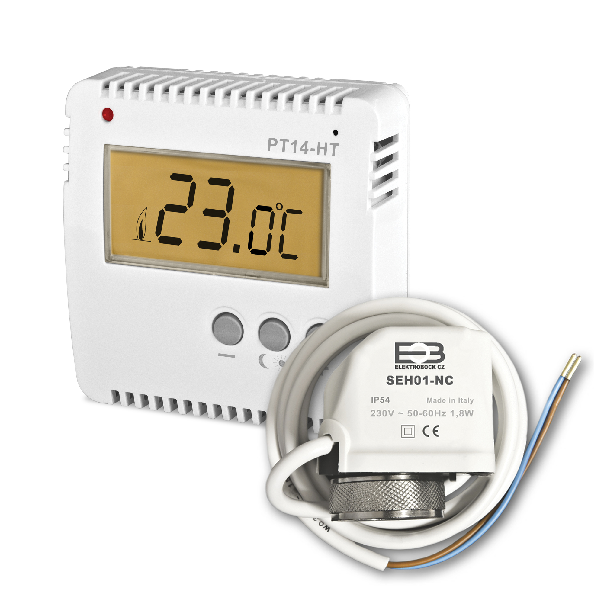 ELEKTROBOCK Sada digitálního termostatu PT14-HT a termoelektrického ventilu SEH 30.23