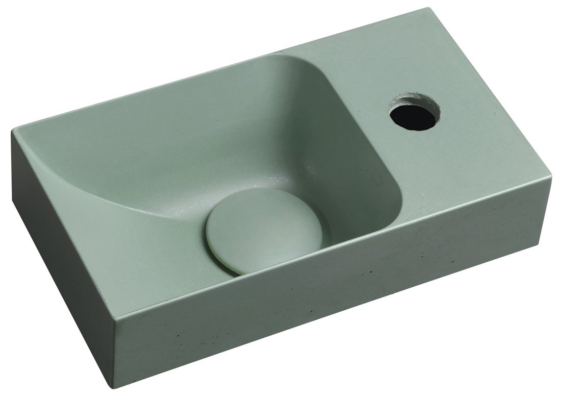 Sapho piccolino betonové umývátko 30,8x17cm, baterie vpravo, zelená