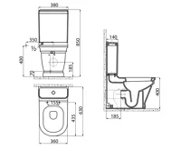 CREAVIT ANTIK WC mísa kombi, spodní/zadní odpad, 37x63cm, bílá (4)